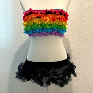 2pc rainbow ribbon bandeau top with light up tutu